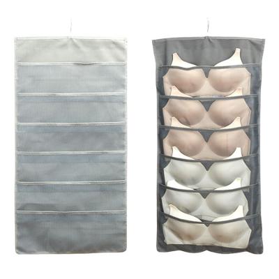 China Viable Double-Sided Hanging Hooke Mesh Bathroom Closet Bag Bra Organizer Bag Wardrobe Bra Underwear Travel for sale