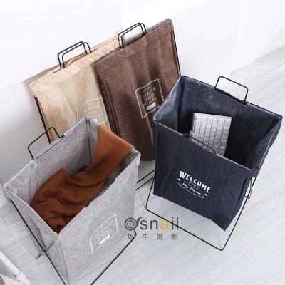 China Large Durable Eco-friendly Household Laundry Waterproof Canvas Hamper Clothes Dirty Frame Clothes Storage Basket for sale