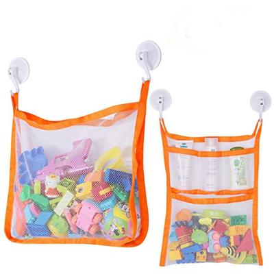 China Factory Customization Bathroom Toy Organizer Hanging Suction Cup Viable Type Mesh Storage Bag Bath Net for sale