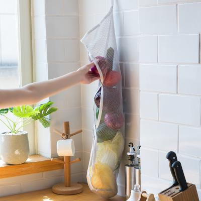 China Kitchen Vegetable and Fruit Bag Mesh Strip Wardrobe Sundries Storage Bag Sustainable Hanging Mesh Bag for sale