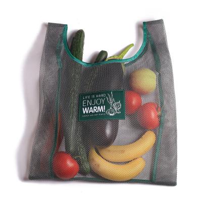 China Recyclable Vegetable Mesh Bag Mesh Pouch Kitchen Storage Bag Drawstring Reusable For Fruit Net Shopping Bag for sale