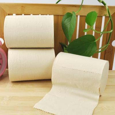 China 100% Natural Bamboo Pulp America's Best Cheap Three-Layer Pulp Primary Color Roll Paper Recyclable Bamboo Toilet Paper for sale