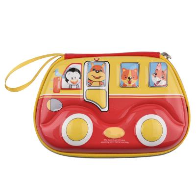 China Large capacity factory custom kids bus shaped box 3D EVA hardtop pencil case for kids for sale