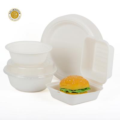 China Disposable Hamburger Biodegradable Compostable Biodegradable Box Bagasse Food Rectangle Sugarcane Bagasse Tray for sale