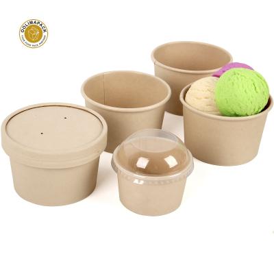 China Eco Friendly Recycled Biodegradable Ice Cream 16oz Bamboo Cup With Lid Packaging for sale