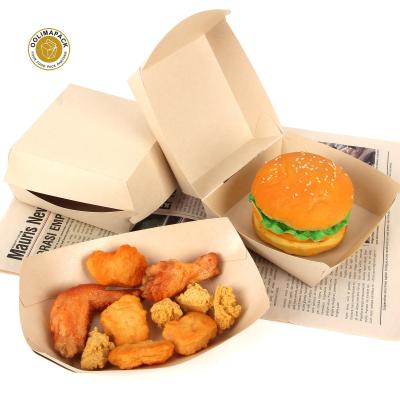 China Eco-Friendly Disposable Custom Made Bamboo Hamburger Box Paper Pulp Food Packaging Biodegradable Hamburger Fast Box for sale