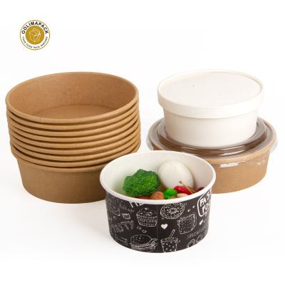 China 100% Disposable Customization Salad Bowl Wrapping Paper Eco Friendly Compostable Paper Salad Bowl for sale