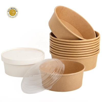 China Hot Sale Disposable Holesale Salad Bowl Takeout Paper Salad Bowl With Lid Logo Printing Salad Packaging Custom Made for sale