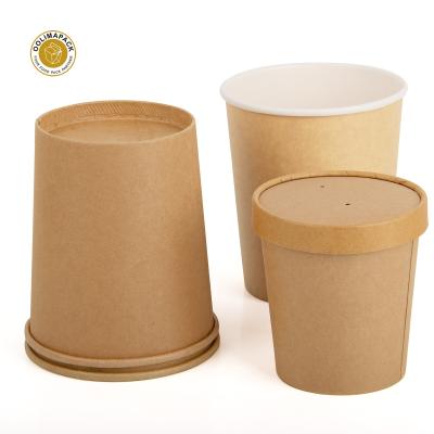 China 12oz Disposable Paper Soup Cups With Vent Lids For Hot Or Cold Food Party Supplies Treat Cup for sale