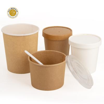 China Eco-Friendly Disposable Compostable Recycled Paper Soup Bowl 100% Disposable Soup Cup Customization Soup Bowl for sale