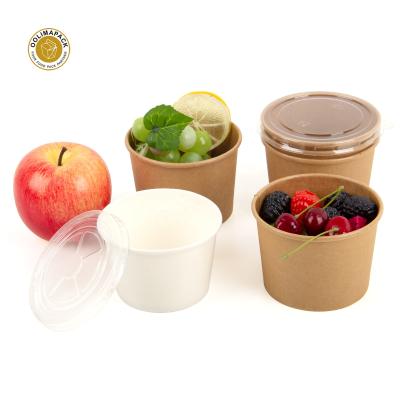 China Disposable Eco Friendly Fruit Paper Cup Turkey Logo Biodegradable Custom Printing Ice Cream Paper Cup With Pet Lid for sale