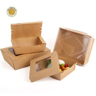 China Disposable Salad Box 100% Paper Customization Salad Packaging Box Eco Friendly Compostable Salad Lunch Box for sale