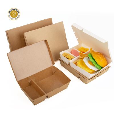 China Disposable Biodegradable Paper Lunch Box Food Wrap With 2 Compartment Paper Food Bowls for sale