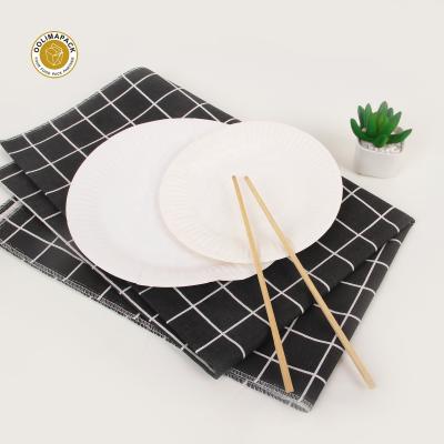 China 15 18 23mm Paper Plate Disposable Eco - Friendly White Paper Dish For Party for sale