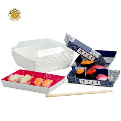 China Disposable Recycled Luxury Cardboard Food Container Sushi Box Packaging For Restaurant for sale