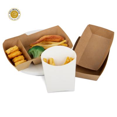 China Disposable Fast Food Cardboard Wrapping Paper Food Serving Serving Boat Disposable Oil-Resistant Tray for Fries, Popcorn or Snacks for sale