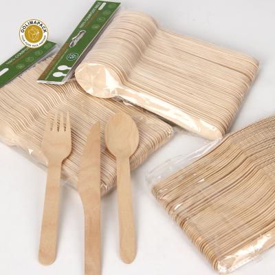 China Disposable Eco Friendly Biodegradable Custom Wooden Tableware Knife Fork And Spoon Set for sale