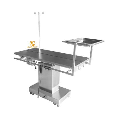 China Top Selling Clinic PET Viable EUR Veterinary Top Electric Veterinary Equipment V Surgical Table With Tray Surgical Table for sale