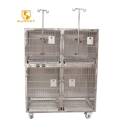 China 304 Stainless Steel EURPET Hospital Medical Equipment Stainless Steel Veterinary Cages Control Oxygen Cage For Dog Cat Vet Clinic for sale