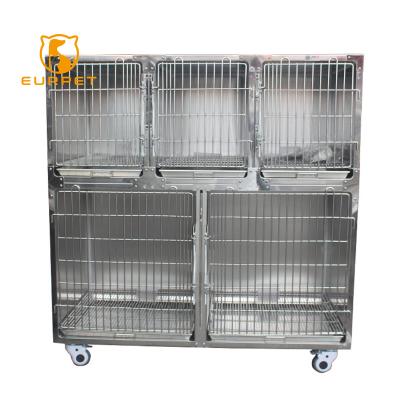 China 304 Stainless Steel EURPET Hospital Medical Equipment Stainless Steel Veterinary Cages Control Oxygen Cage For Dog Cat Vet Clinic for sale