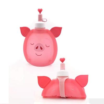 China Sustainable Kids Collapsible Silicone Kids Animal Water Bottles for sale