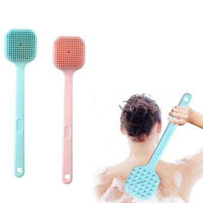 China OEM ODM 36*8CM Long Handle Square Shape Bathroom Silicone Shower New Design Clean Soft Massage Back Scrub Bath Body Brush for sale