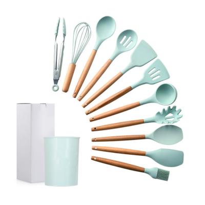 China .dishwater safe full silicone kitchen utensil set microwave and freezer safe cooking cooking utensils set with stand for sale