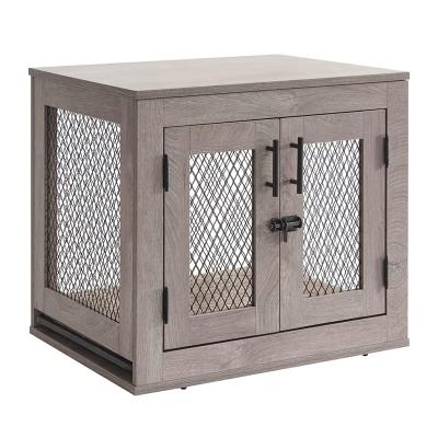 China Custom Breathable Indoor Pet Cage Household Kennel Dog Cage Kennel Wooden Pet Crate With Slide Tray for sale