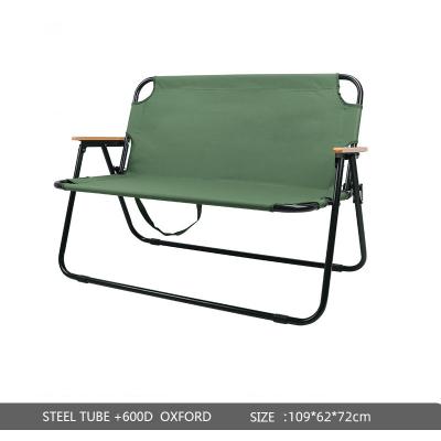 China 2 Seat Camping Chair Durable Easy-Carry Outdoor Furniture Fishing Folding Chair Bench Double Chair With Black Tube for sale