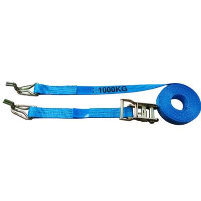 China 38mm x 6m Manual Ratchet 1000kgs Racing Tie Down Strap With Hook And Keeper for sale