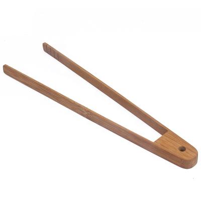 China Sustainable Natural Heat Resistant Bamboo Food Tongs Toaster Tongs Serving Tongs for sale