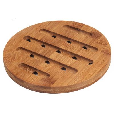 China Sustainable Wholesale Custom Round Table Dish Mat Bamboo Wooden Coaster for sale