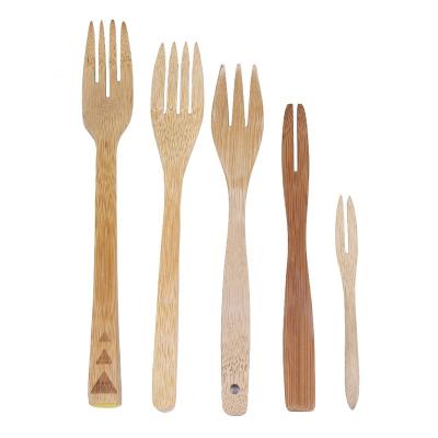 China Fujian Factory Sustainable Reusable Bamboo Wooden Fruit Fork Pick for sale