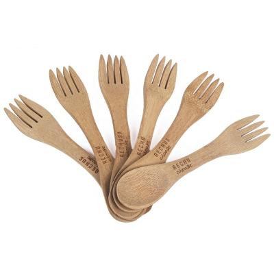 China Sustainable good quality lasered bamboo wooden fork and spoon from Fujian factory for sale