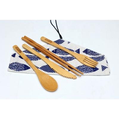 China Sustainable Factory Wholesale Portable Natural Reusable Bamboo Cutlery From Fujian Factory for sale