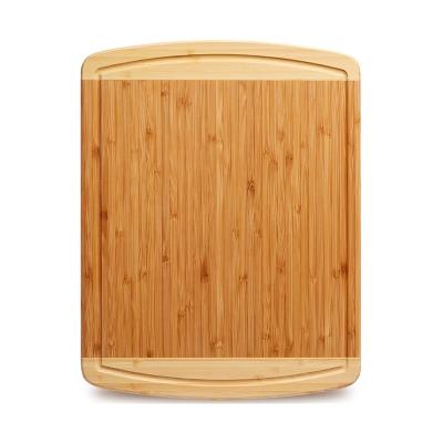 China Sustainable Organic Two Tone Wood Custom Cutting Board Bamboo Chopper For Kitchen for sale