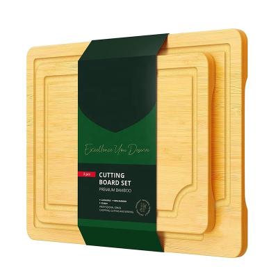 China Sustainable Heavy Duty Kitchen Bamboo Wooden Cutting Board Set With Juice Groove For Vegetable / Cheese / Meat for sale