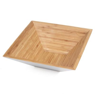 China Newest Sustainable Style 100% Natural Organic Fancy Square Large Wooden Salad Bowl for sale