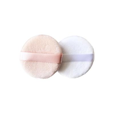 China Cosmetic beauty White Pure Cotton Super Soft Round Makeup Loose Powder Puff Velvet Crystal Velvet Powder for sale