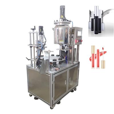 China Lip Gloss Chemical Semi Automatic Heating Stirring Filling Machine Covering To Pack Cosmetic Eyeliner Mascara Lip Balm for sale