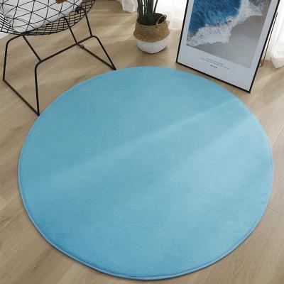 China Wholesale Washable Plush Circle Floor Rug Coral Velvet Solid Color Blankets Faux Fur Carpet Manufacture for sale