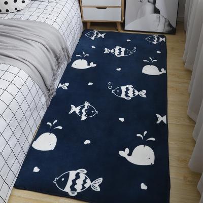 China Eco-friendly.anti-slip modern Nordic floor blanket household plush coral fleece printed polyester carpet bedside blankets for sale