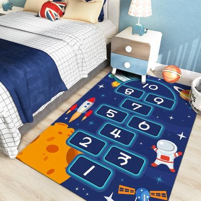 China Washable Cartoon Nursery Room Hopscotch Kids Play Mat Kids Room Bedroom Rugs Carpet for sale