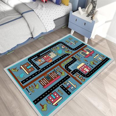 China Washable Cartoon Nursery Room Polyester Rug Kids Play Mat Kids Room Area Rugs Carpet for sale