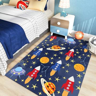 China Bedroom Washable Blankets Kid Painting Space Room Nursery Cartoon Chinese Carpet for sale