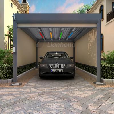 China Garden Garage Carport Aluminum Automatic Sense Closed Ceiling Carport Carbarn Tent Automatic Enclosed Pergola for sale