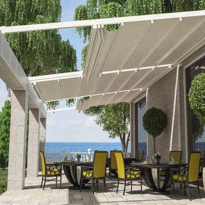 China Easily Assembled Outdoor Electric Motorized Aluminum Waterproof Garden Retractable Balcony Pergola Gazebo for sale