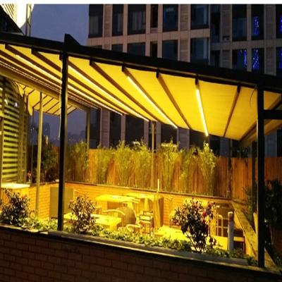 China Easily Assembled Restaurant Outdoor PVC Motorized Tent Roof Retractable Patio Electric Aluminum Pergola for sale