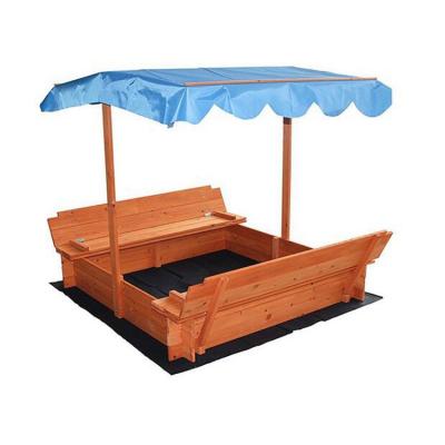 China Outdoor Wooden Kids Sandbox Playground Outdoor Sand Pit Toys With Benches for sale