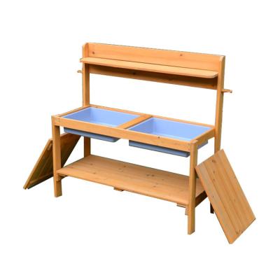 China SDSB013-02 Wooden Hot Wooden Playground Sandpit With Canopy And Benches for sale